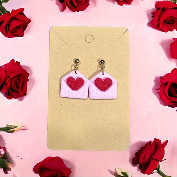 Love Notes Dangle Earrings- Pink/Red - Picture 2 of 2